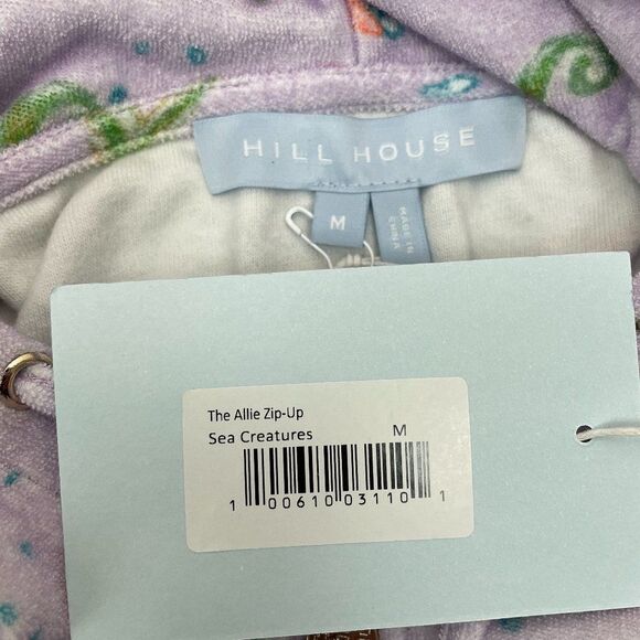 Hill House The Allie Zip Up Hoodie Fleece Jacket Sea Creatures Terry Purple M - Picture 7 of 9